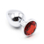 Plug Redondo Anal Metal Cromado - Tamanho - P - Vermelho