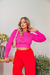 Cropped Manga Bufante Longa Liso Tricot Feminino