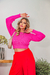 Cropped Manga Bufante Longa Liso Tricot Feminino - comprar online