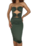 Vestido Feminino Midi em Suplex Sem Alça com Recorte Duplo e Argolas Samira - comprar online