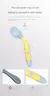 Bebê crianças colher garfo conjunto macio dobrável silicone colher garfo kit
