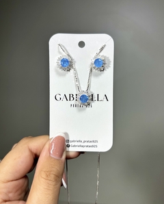 Conjunto Prata 925 Italiana Manhattan blue