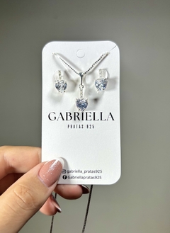 Conjunto Prata italiana 925 Coração Cintilante