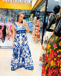 VESTIDO SOPHIA - ESTAMPA MUNDO AZUL - comprar online