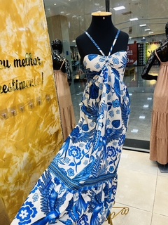VESTIDO PAOLA - ESTAMPA MUNDO AZUL - comprar online