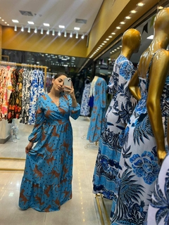 VESTIDO YASMIM - ONÇA AZUL