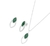 CONJUNTO BRINCO E COLAR ÁGATA VERDE PRATA 925