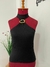 BLUSA PRETA GOLA ALTA COM FIVELA