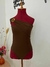 BLUSA MARROM EM RIBANA COM FIVELA