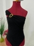 BLUSA PRETA EM RIBANA COM FIVELA