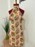 VESTIDO CURTO ESTAMPA FOLHAGEM COM GOLA ALTA E BABADO