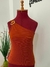 BLUSA FEMININA OMBRO ÚNICO COM ARGOLA DOURADA – TELHA