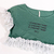 Blusa upcycled verde con estampado TRANS con encaje blanco - comprar en línea