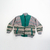 Chaqueta upcycled de cobija líneas verde gris