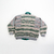 Chaqueta upcycled de cobija líneas verde gris en internet