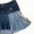 Falda upcycled jean tres tonos azul rey desigual de retazos desgastados - comprar en línea