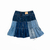 Falda upcycled jean tres tonos azul rey desigual de retazos desgastados en internet