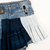 Falda upcycled jean tres tonos desigual de retazos en internet