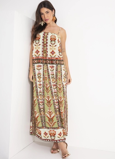 Vestido Farm tapete de cor verde