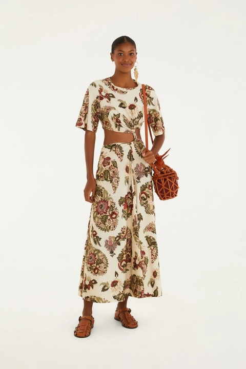 Vestido Farm Midi Torção Floral Raiana - Verão 2026