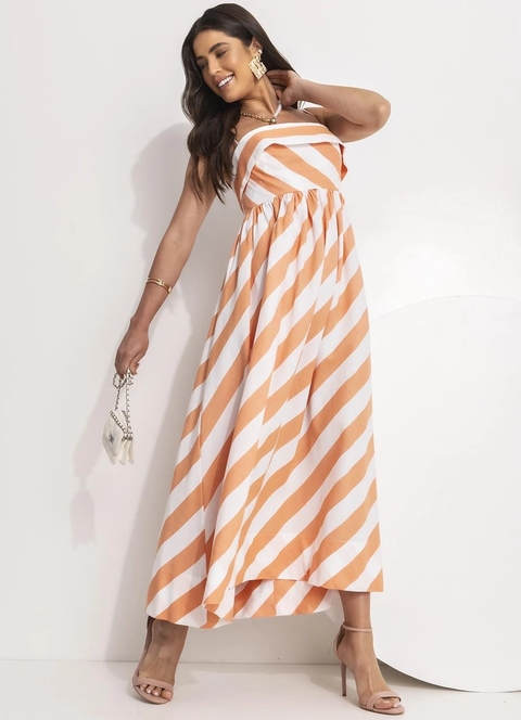 Vestido Farm alcinhas listras