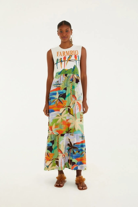 Vestido Farm Cropped Regata Araras Galho - Verão 2026