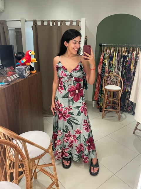 VESTIDO FARM LINEIA AZUL LONGO