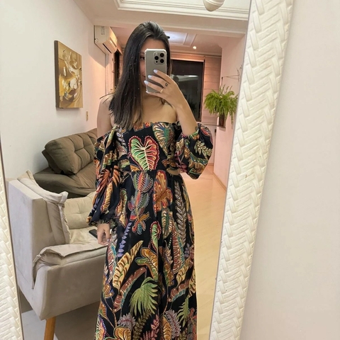 Vestido farm cropped folhagem cool