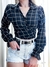 Cropped Feminino Manga Longa Xadrez com Amarração Nina Ref. 1006 - comprar online