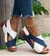 Sandália de Verão Peep Toe – Salto Anabela Super Confortável - Helise