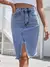Imagem do Saia Jeans Cintura Alta - Casual Elegante