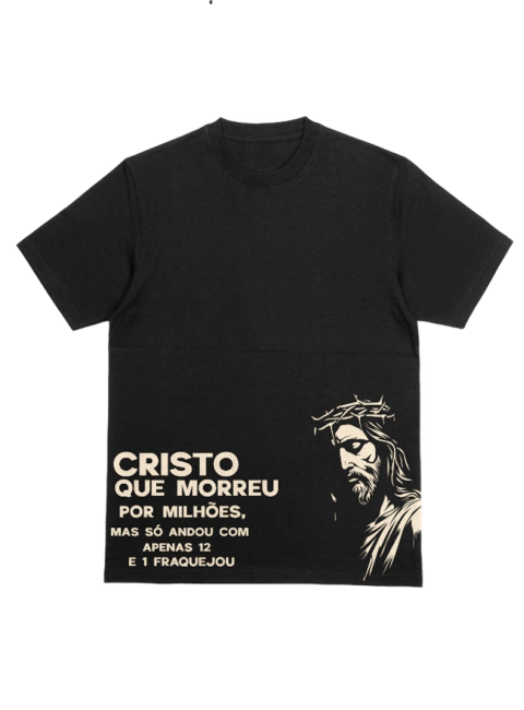Camiseta Oversized Preta Cristo Rei