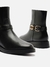 BOTA AREZZO PRETA COURO CANO CURTO DETALHE METAL - loja online