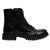 Bota Coturno Couro Preto Tratorada Cadarço