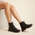 Bota Coturno Couro Preto Tratorada Cadarço - Menina Luz