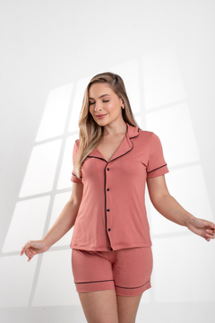 Pijama Americano Curto Liso Goiaba - comprar online