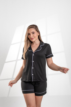 Pijama Americano Curto Liso Preto - loja online
