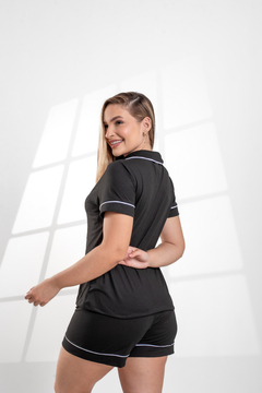 Pijama Americano Curto Liso Preto - comprar online