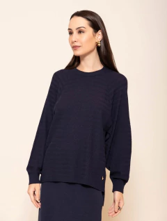 Blusa com trama detalhada e mangas em cava raglan