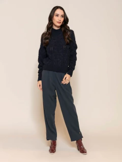 Blusa com detalhe de trama vazada e tranças - comprar online