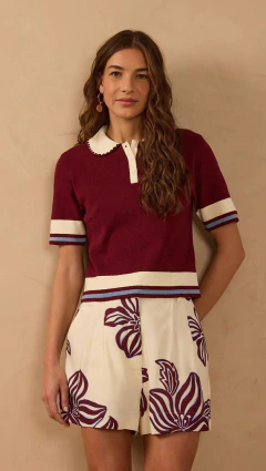Polo Tricot Bordado Vinho Dress To