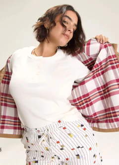 Blusa Ribana Manga Longa Off White Cantão