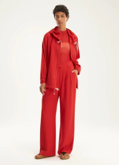 Calça alfaiataria viscose sarjada vermelho