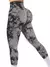 Calça feminina de yoga com cintura alta elástica e sem costura tie-dye, cor pêssego