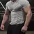 Camiseta de ginástica de manga curta masculina, alta elasticidade, musculação
