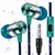 Fones de ouvido com fio de 3,5 mm com cancelamento de ruído, fone de ouvido esportivo com driver duplo, graves estéreo para jogos, música HiFi, fone de ouvido com microfone - comprar online