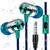 Fones de ouvido com fio de 3,5 mm com cancelamento de ruído, fone de ouvido esportivo com driver duplo, graves estéreo para jogos, música HiFi, fone de ouvido com microfone - Zexv