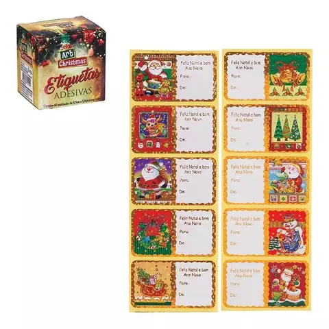 Etiqueta Adesiva de Natal "De/Para" – Kit com 60 Unidades #