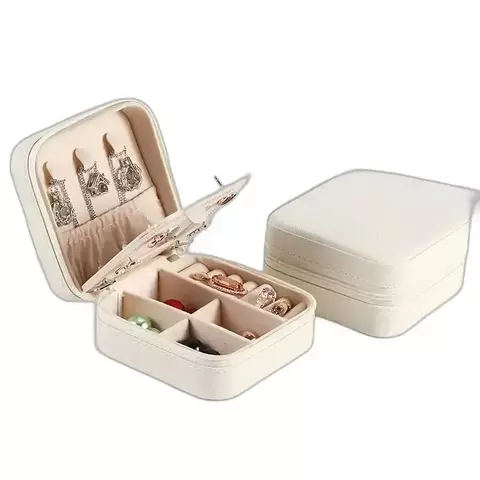 Estojo Porta Joias de PVC Quadrado Ou Redondo com Botão ou Zíper – Sortido #