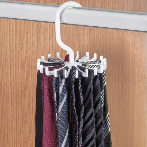 Cabide Plástico Giratório para Gravatas Branco #